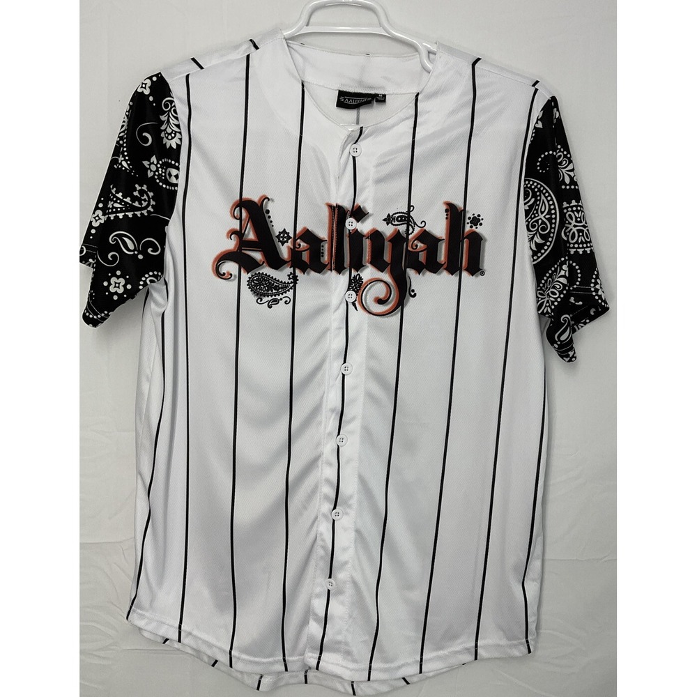 NWOT Unisex Aaliyah Princess of R&B Black & White Short Sleeve Jersey - Medium